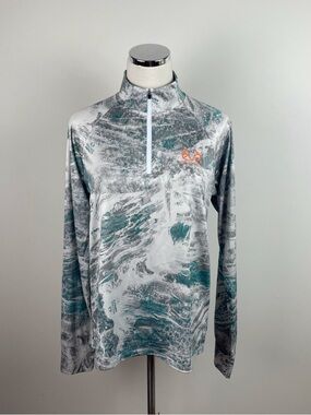 Ocean + Coast Green White Gray Realtree Outdoor Long Sleeve Quarter Zip Top